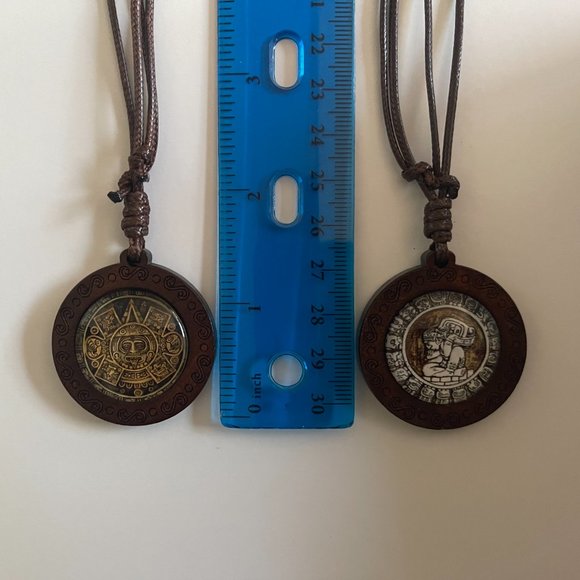 Mayan Necklace Aztec Necklace Mexican Jewelry Maya Calendar Pendant Art - TWO Ne - Picture 4 of 9